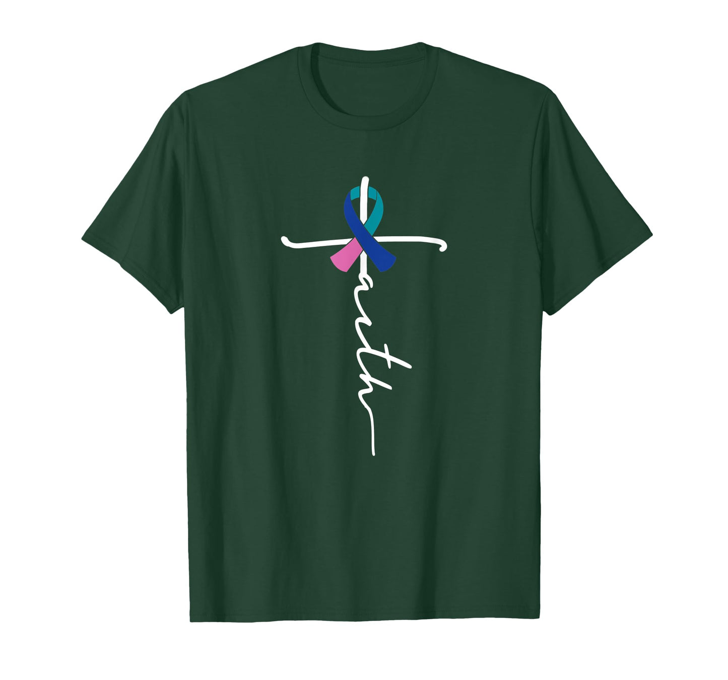 Faith Christian Cross Ribbon Thyroid Cancer Awareness T-Shirt