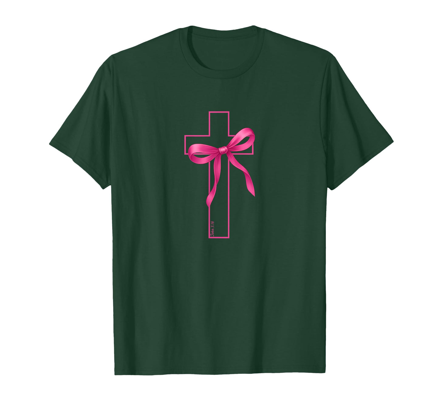 Pink Ribbon Cross Breast Cancer Awareness Christian T-Shirt
