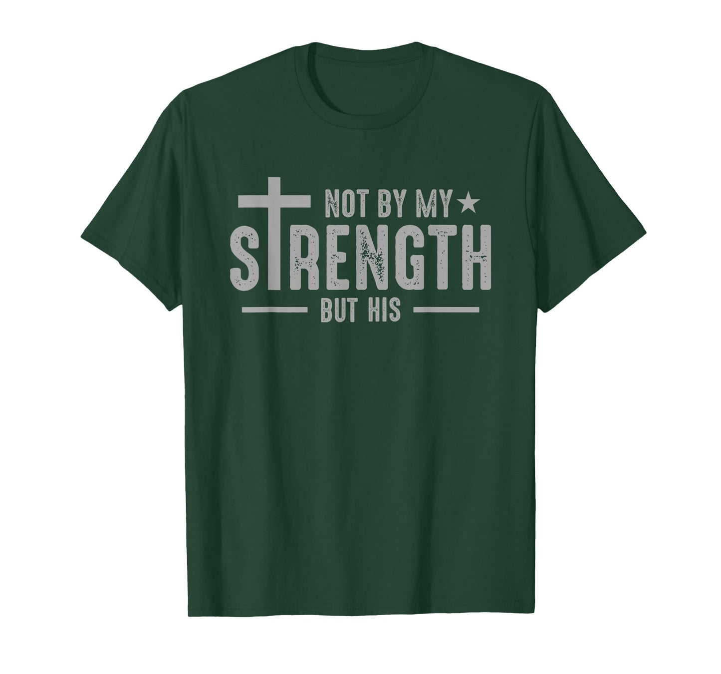 Christians Jesus Cross God Not by my strength but his T-Shirt, Small, Black