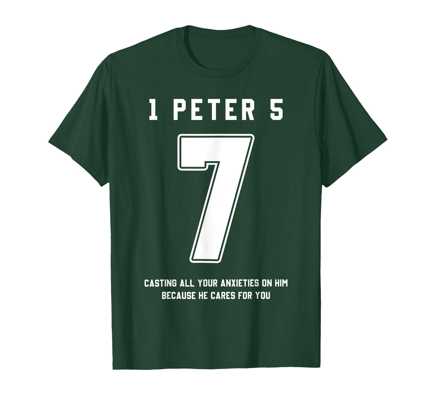 1 Peter 5:7 Bible Verse Team Sports Jersey Christian T-Shirt