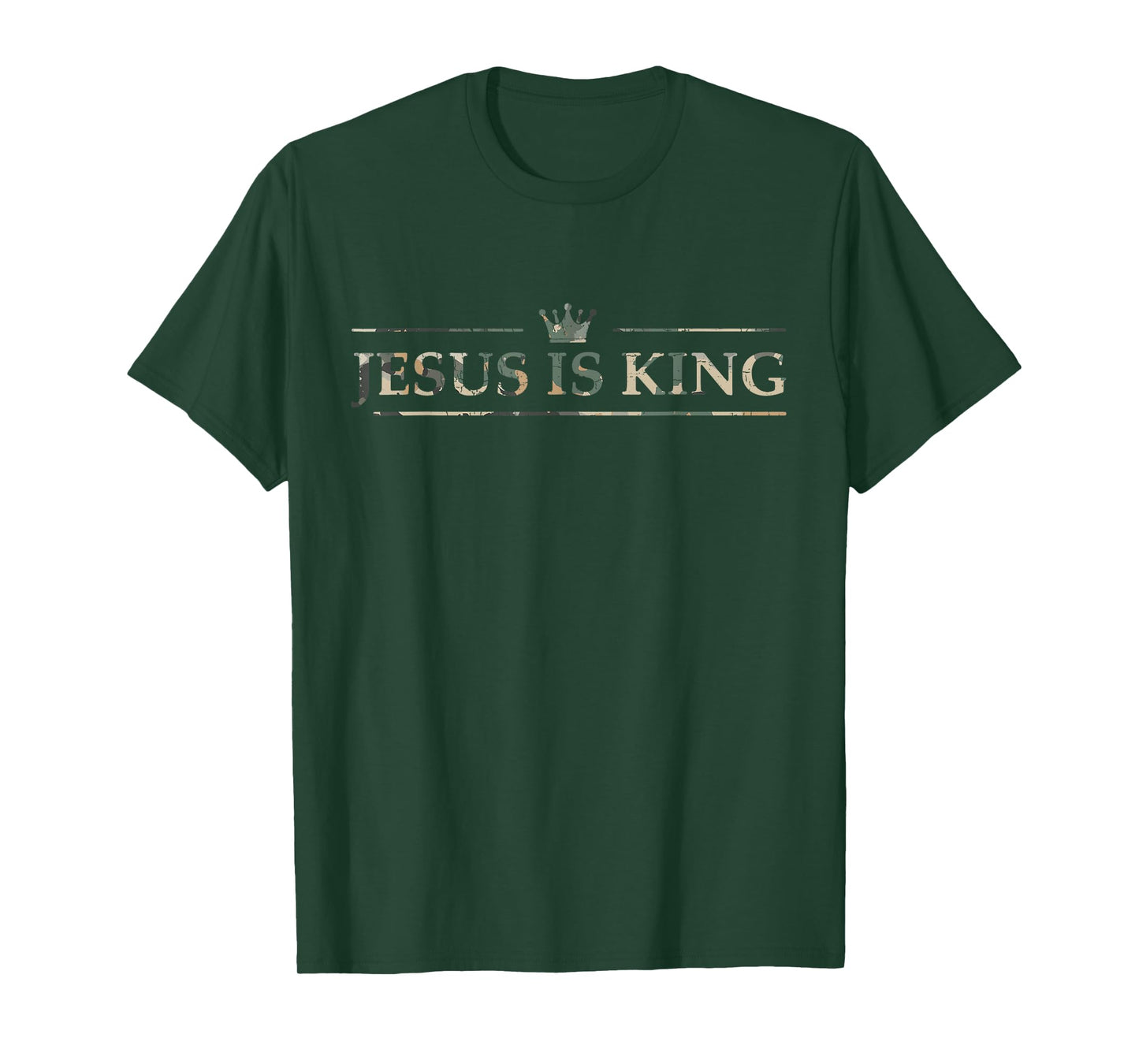 Vintage Camo Christian Jesus is King Design Crown Camo T-Shirt