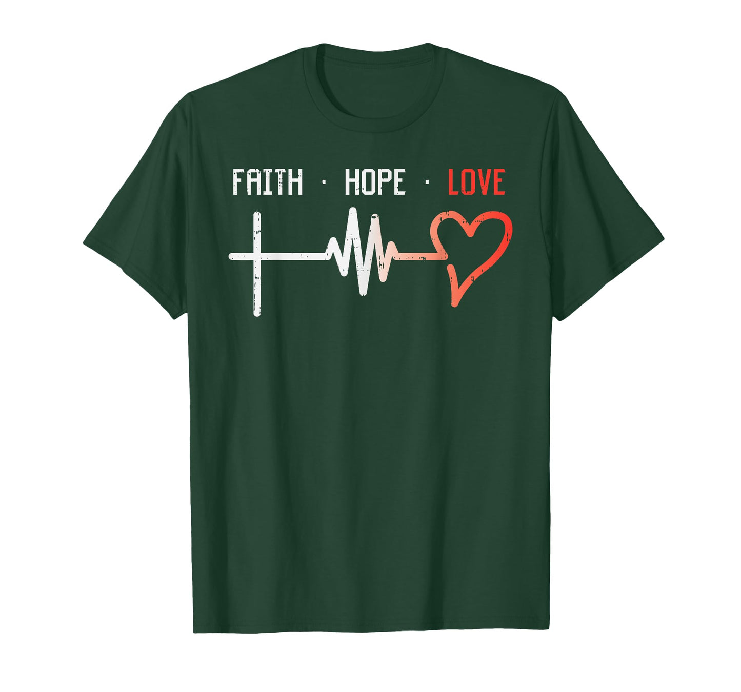 Faith Hope Love Cross Heartbeat God Jesus Christian Gift T-Shirt
