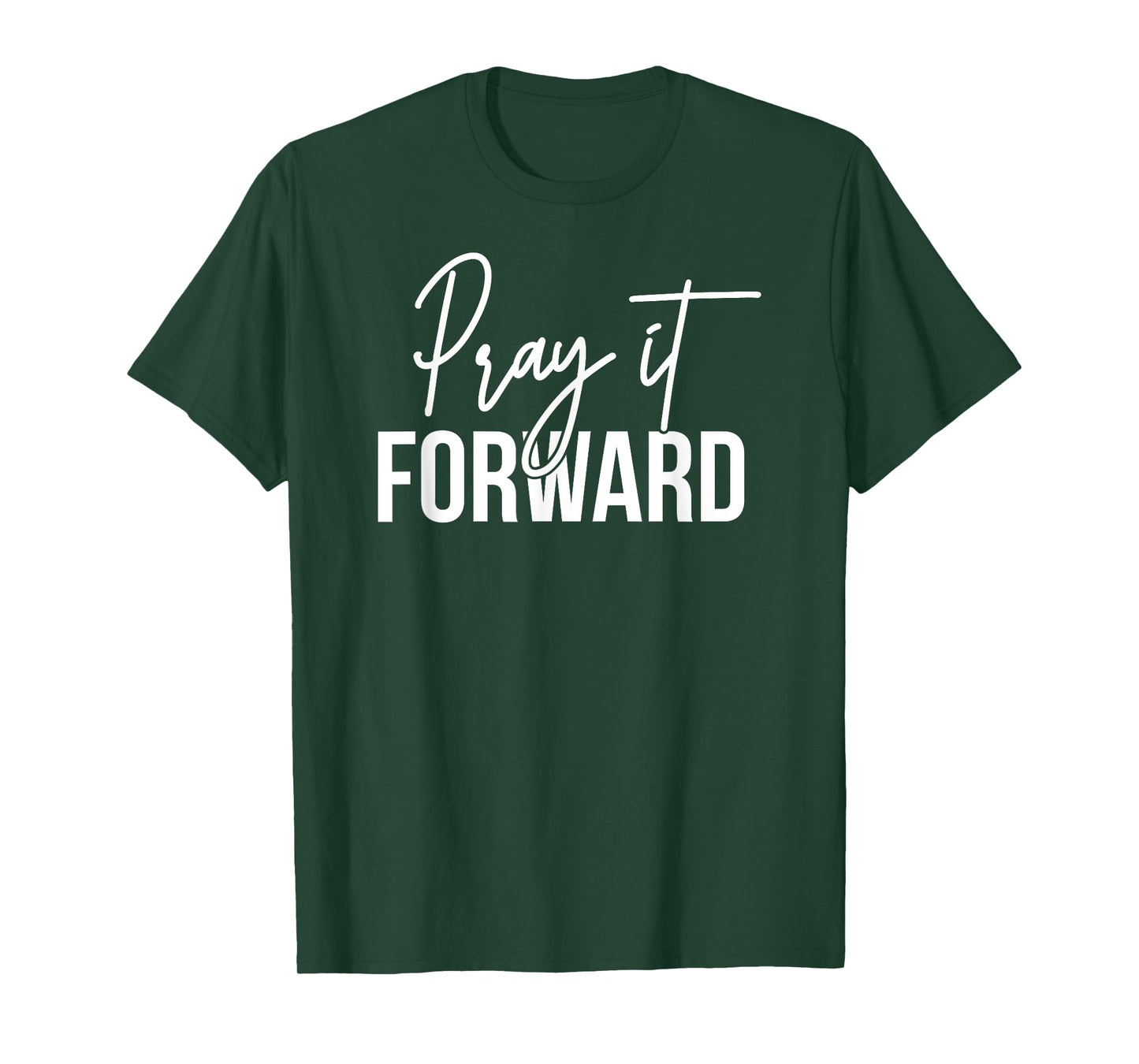 Cool Christian Gifts For Men Unisex-Adults Black Pray It Forward Religious Pun Crew Neck Modern Short Sleeve T-Shirt