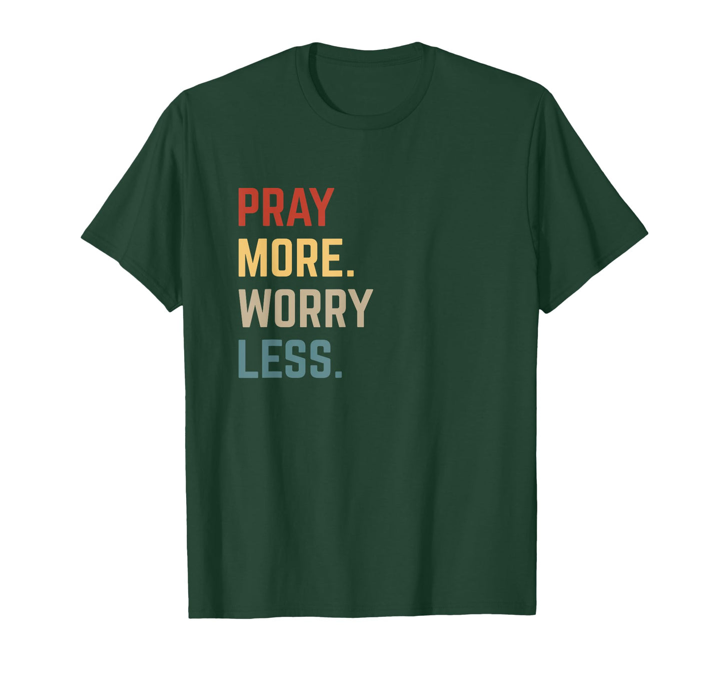 Retro Pray More Worry Less Christian Faith Religious Church T-Shirt