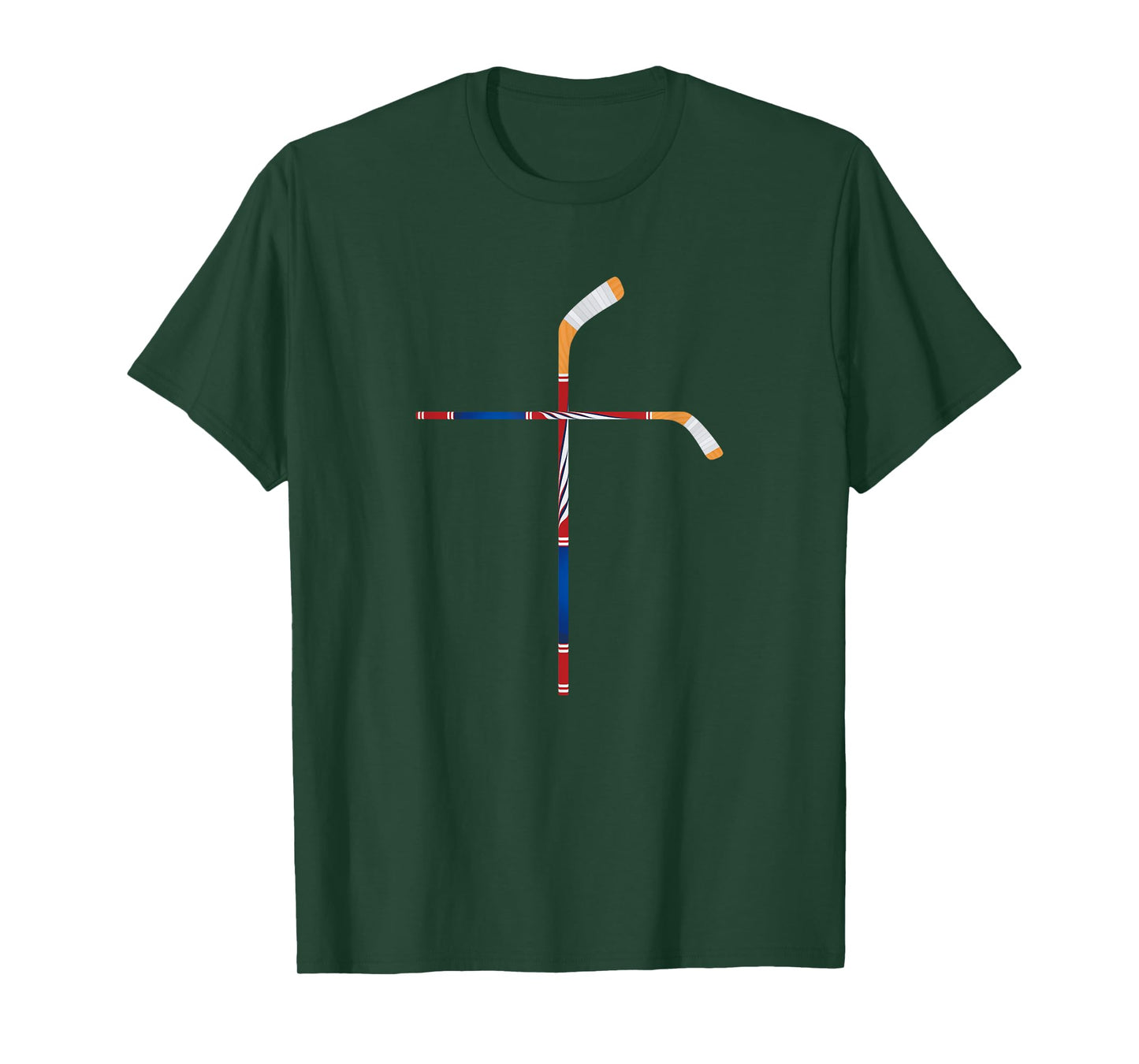 Christian Ice Hockey Sticks Cross Faith Sports T-Shirt