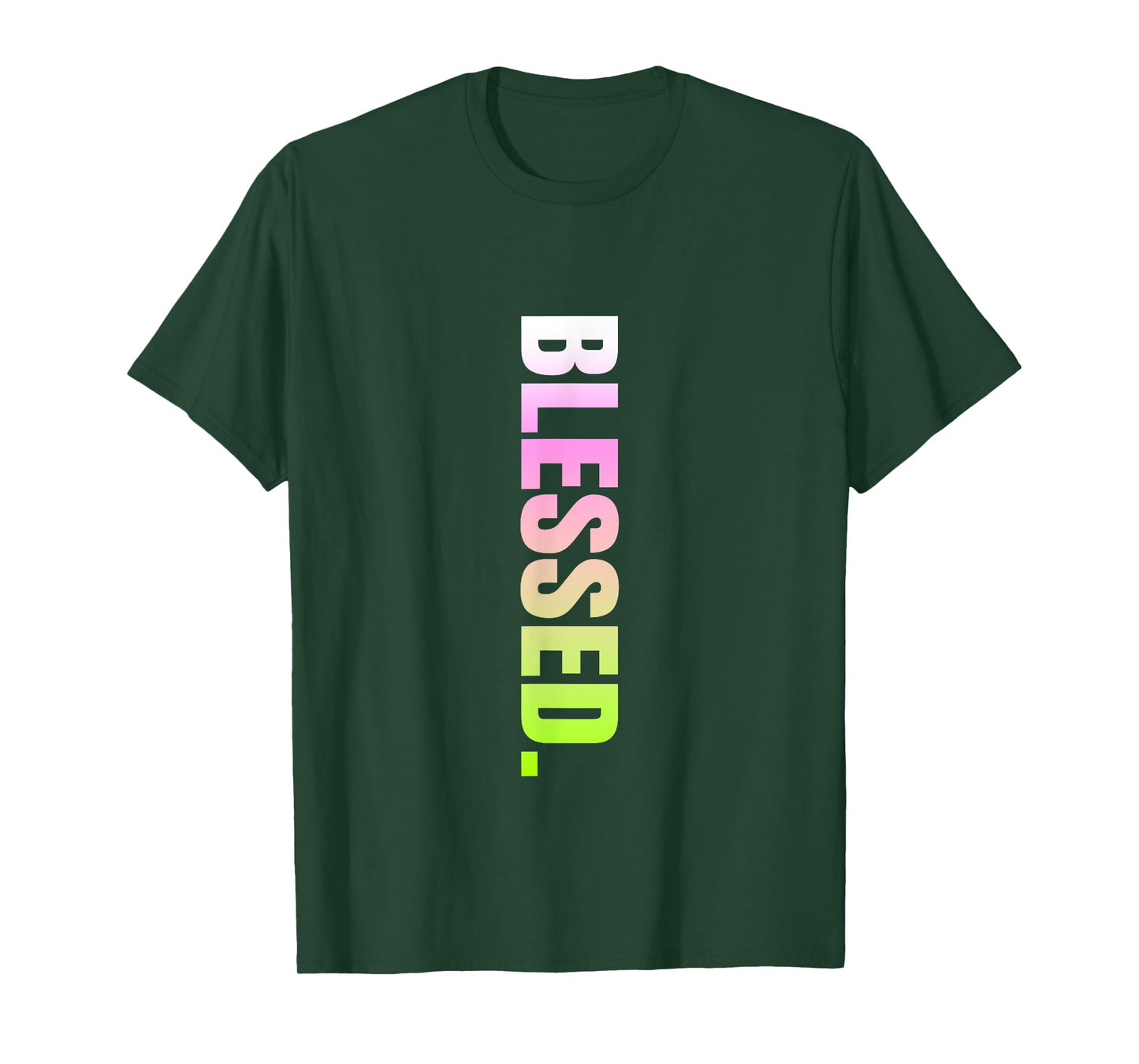 Pink and Green Blessed. Vertical Green and Pink Graphic T-Shirt