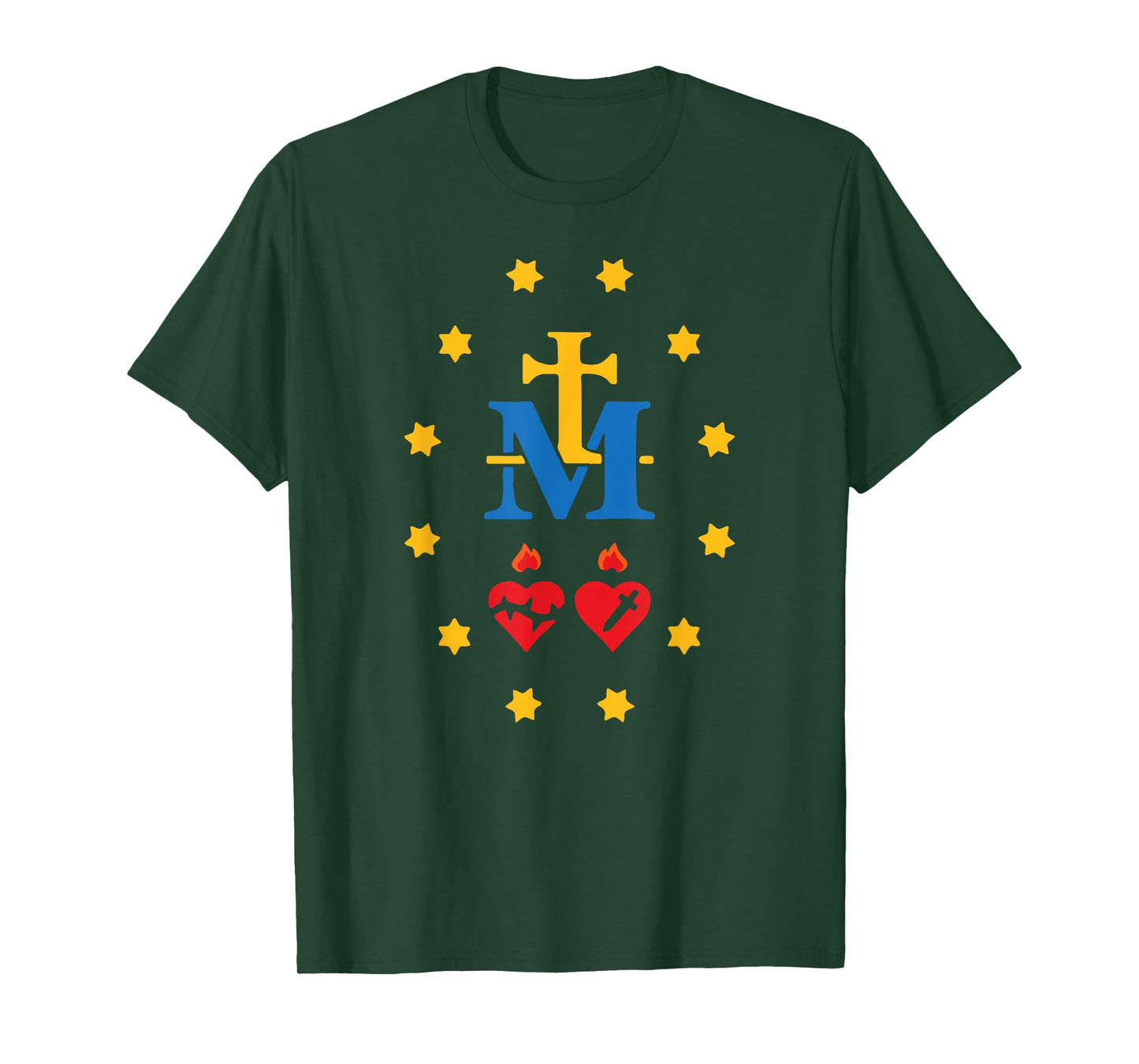 Miraculous Medal Catholic Holy Mary Sacred Heart Jesus T-Shirt