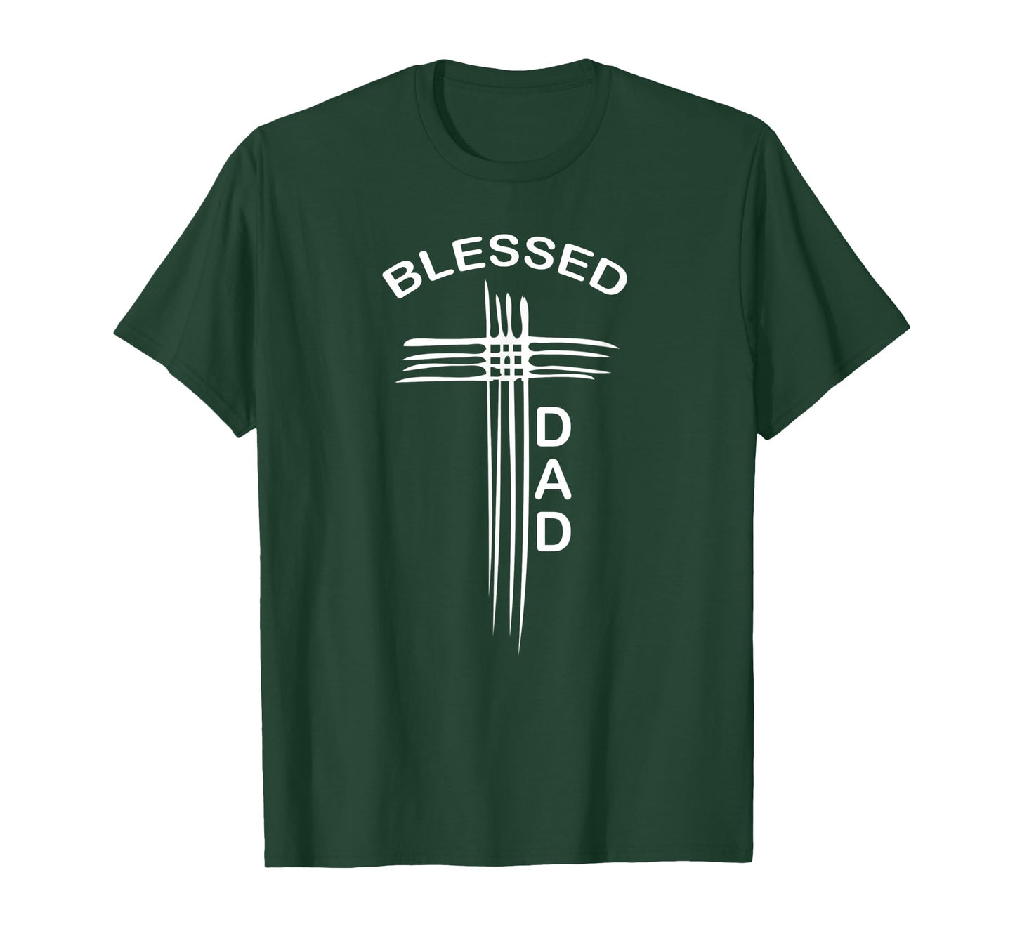 Mens Blessed Dad Christian Cross Religious T-Shirt