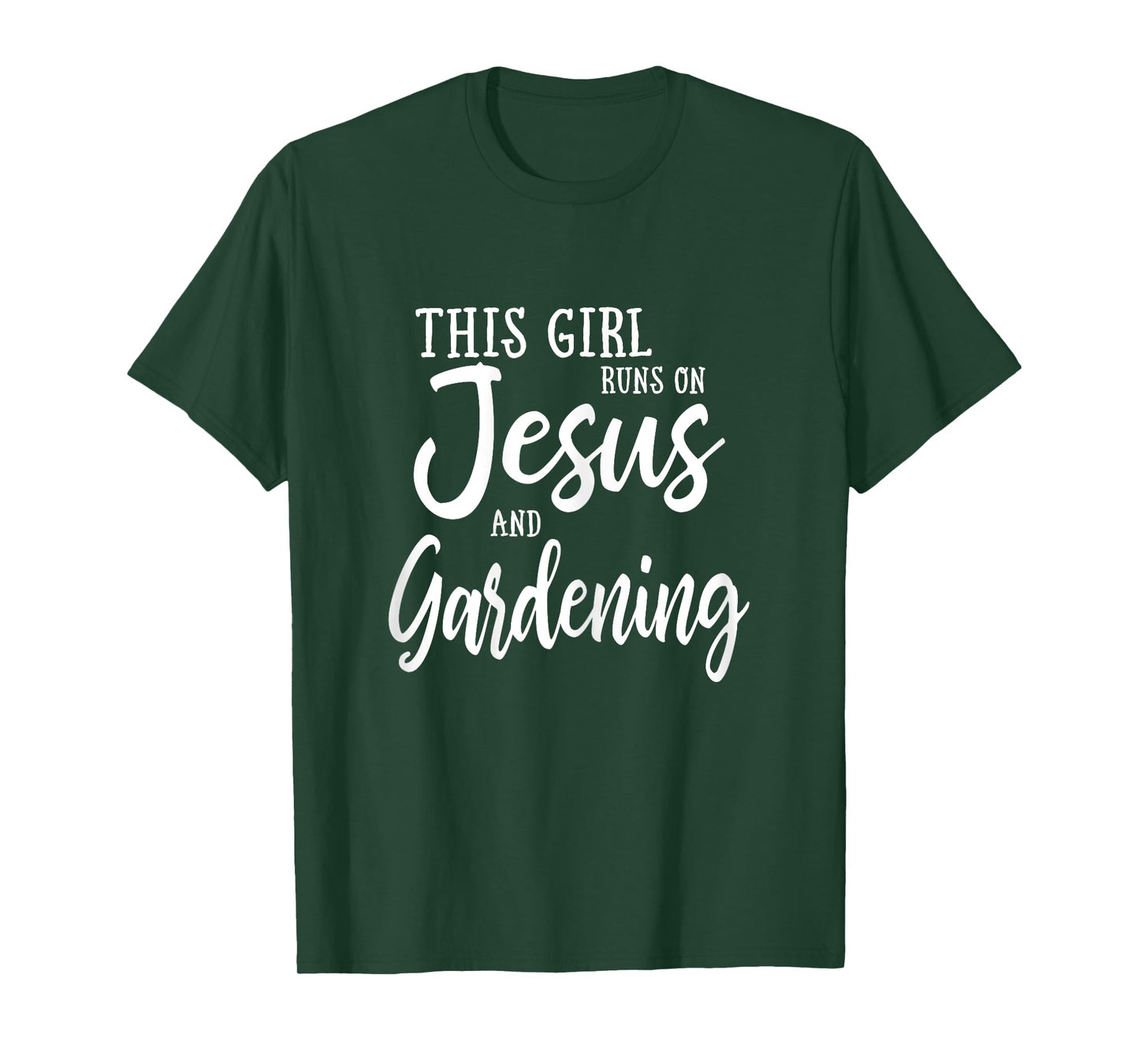 This Girl Runs On Jesus And Gardening T Shirt Christian Gift T-Shirt
