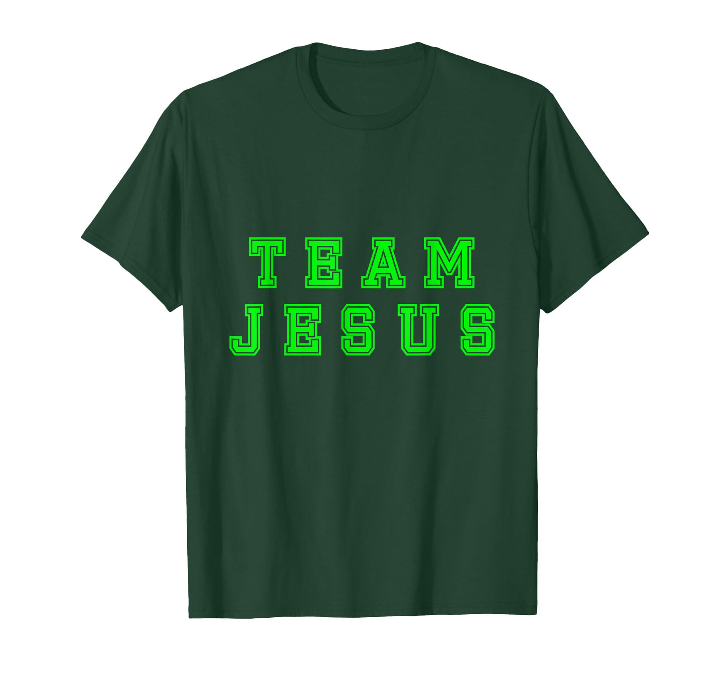 Lime green text Team Jesus Christian Athletic sports faith T-Shirt