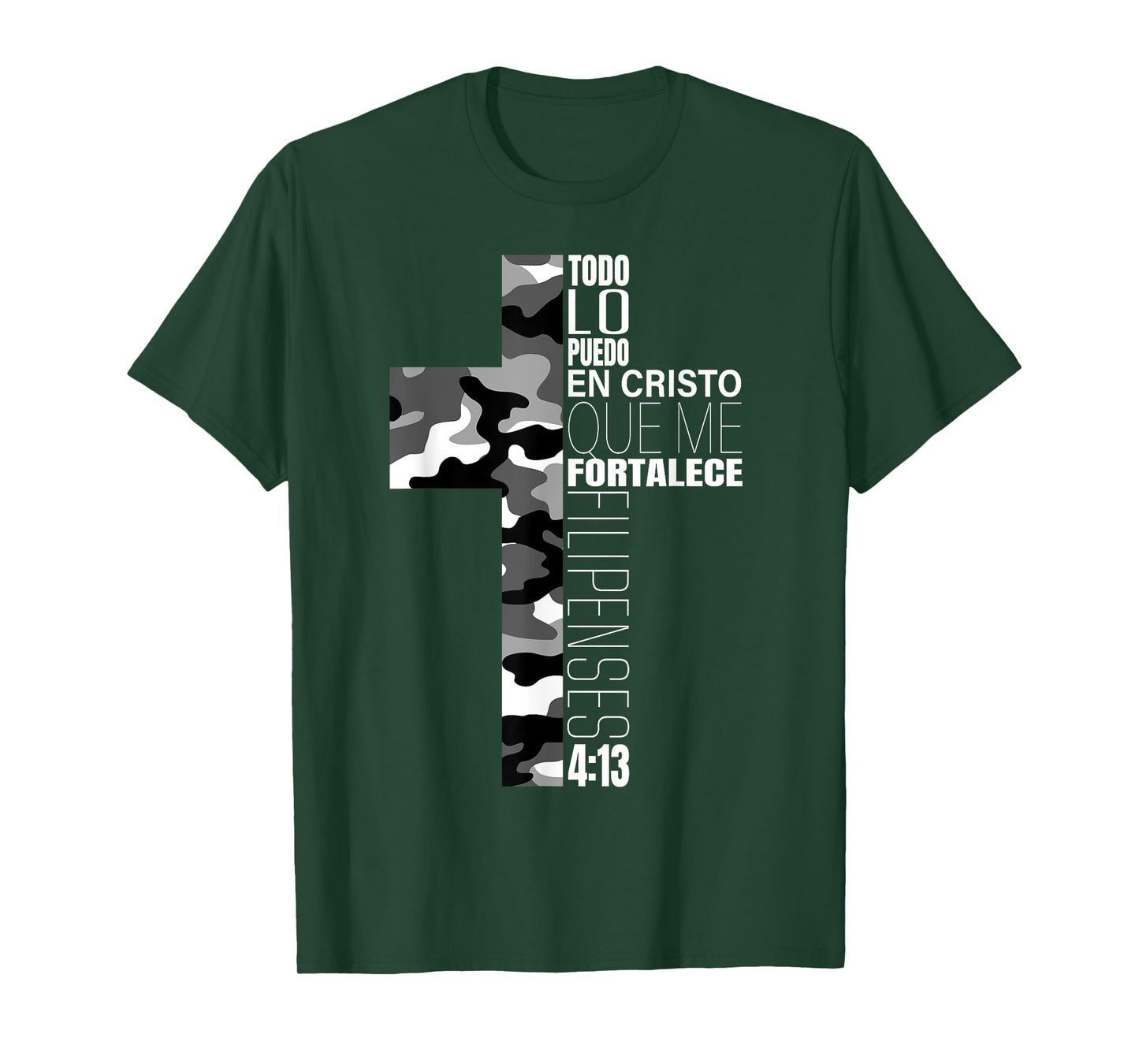 White Camo Christian Verse Spanish Filipenses 4:13 Español T-Shirt