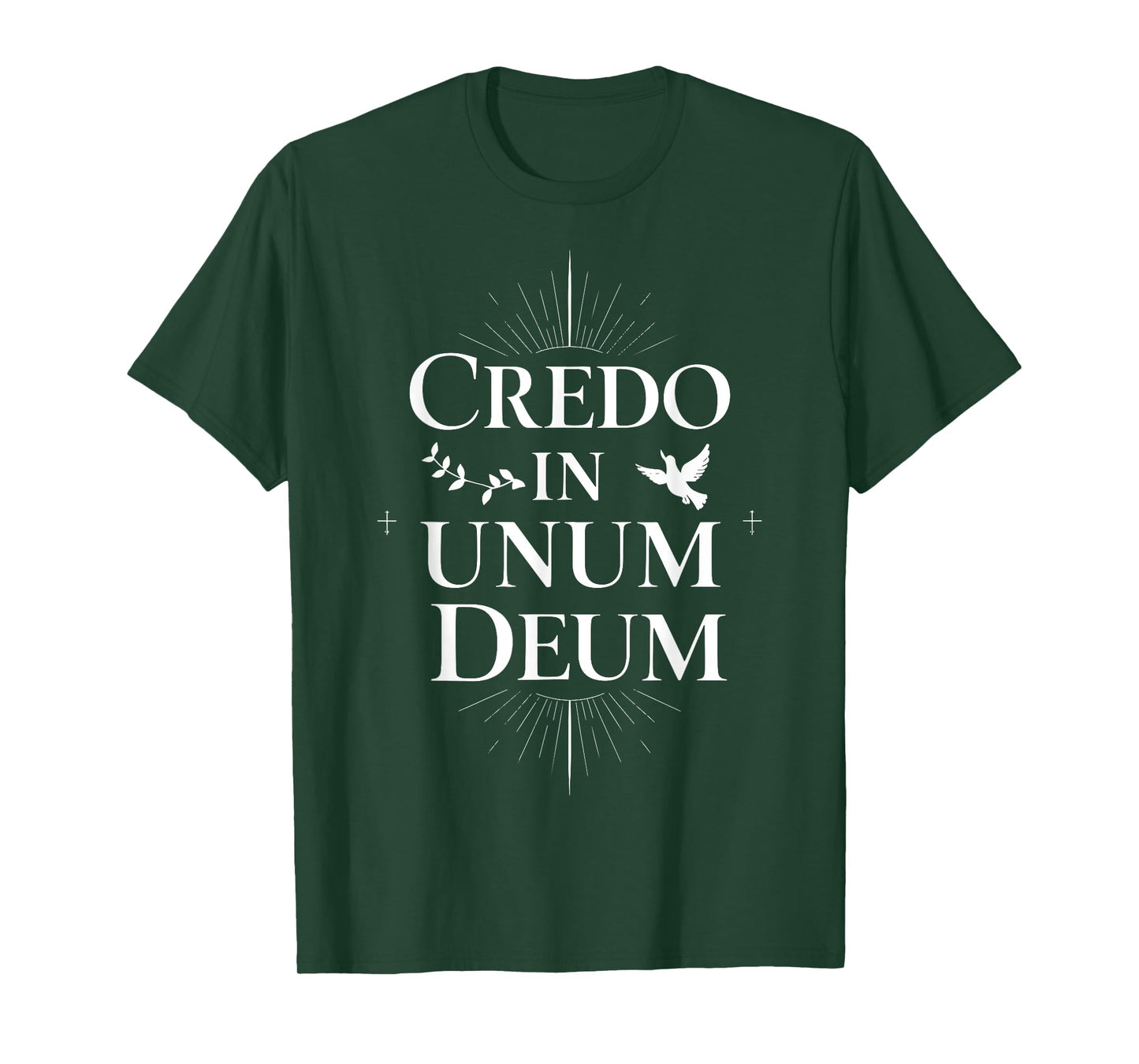 Credo In Unum Deum Religious Latin Quote Faith Dove Cross T-Shirt