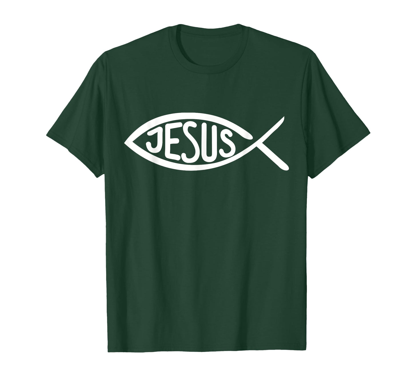 Jesus Gifts Jesus Fish T-Shirt, Kids, Unisex-Adults, Short Sleeve, Black, Small