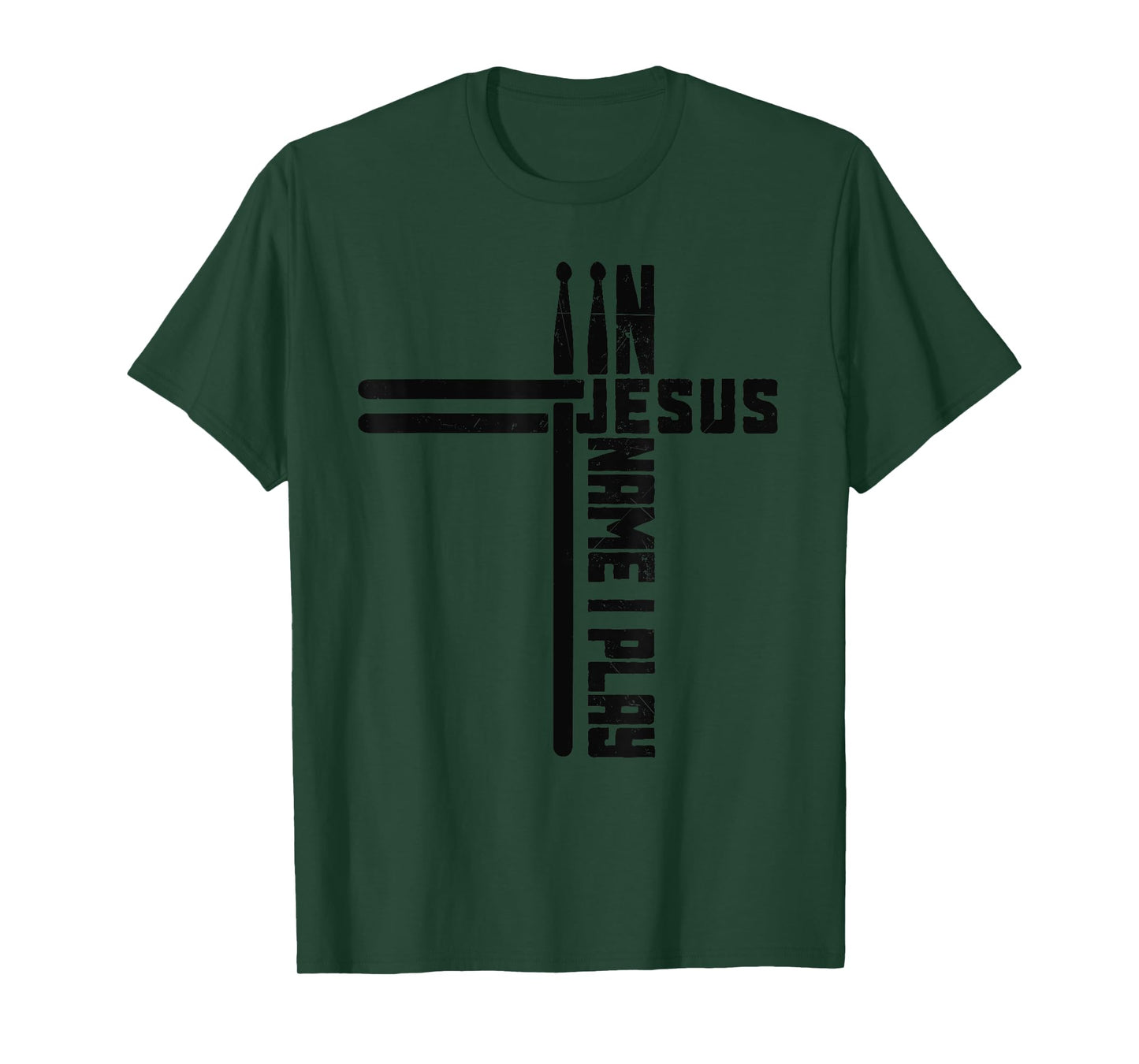 In Jesus Name I Play Drum Drummer Vintage Cross Drumsticks T-Shirt
