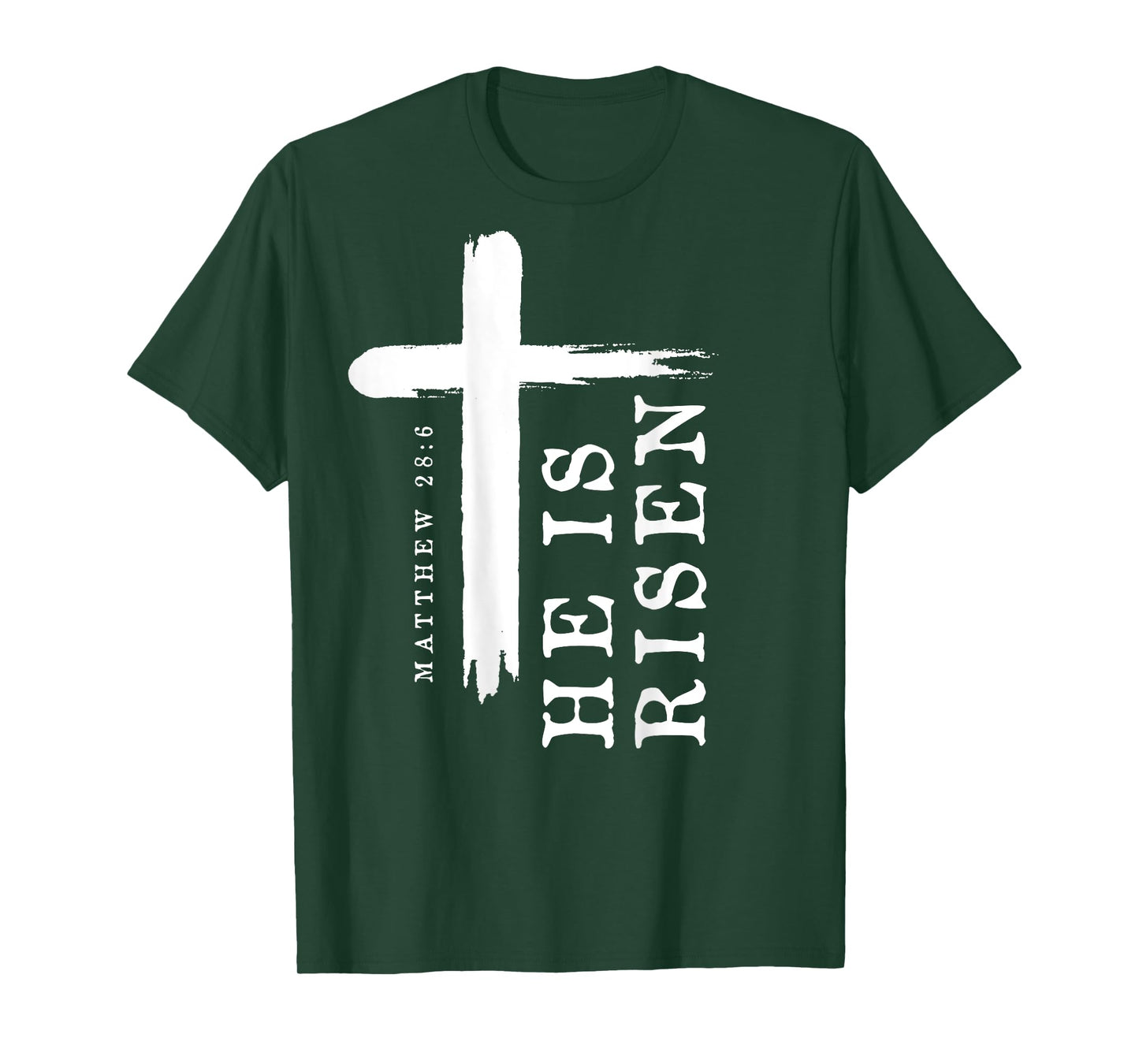 Christian Gospel Cross Design He Is Risen Back Print T-Shirt