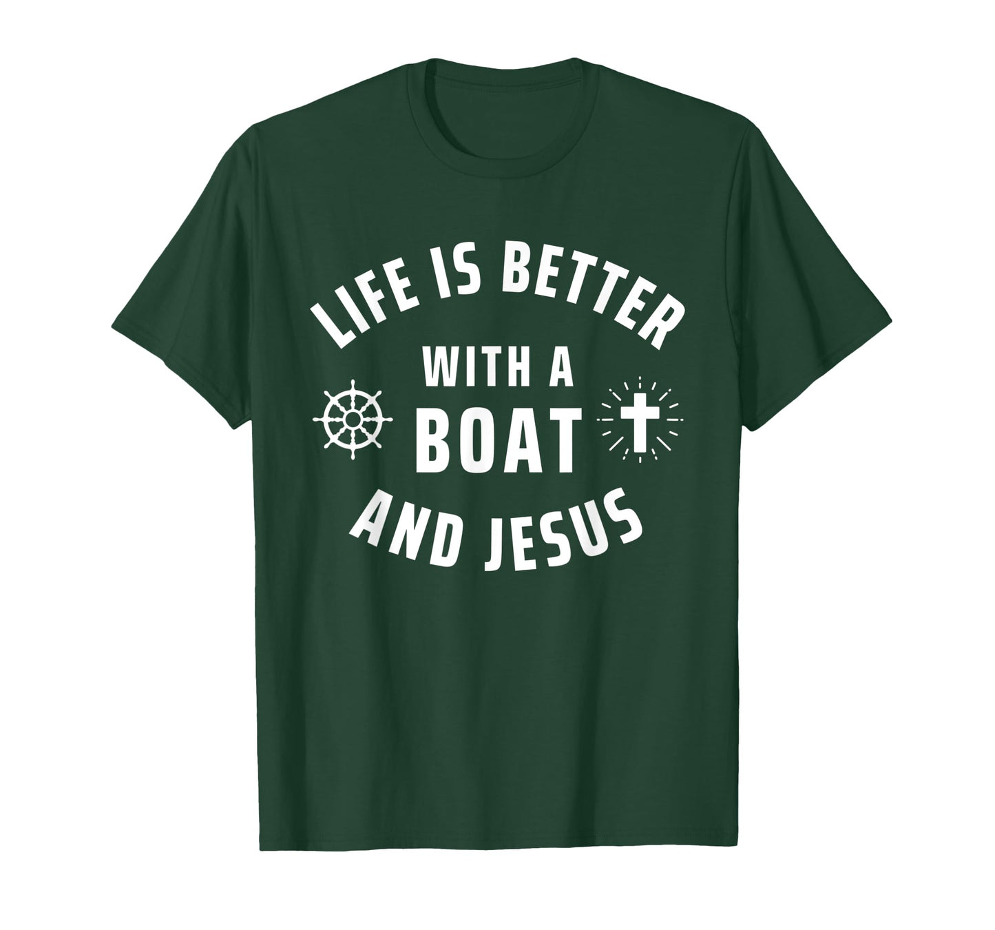 Boat And Jesus Boating Religious Captain Sailor Boater T-Shirt