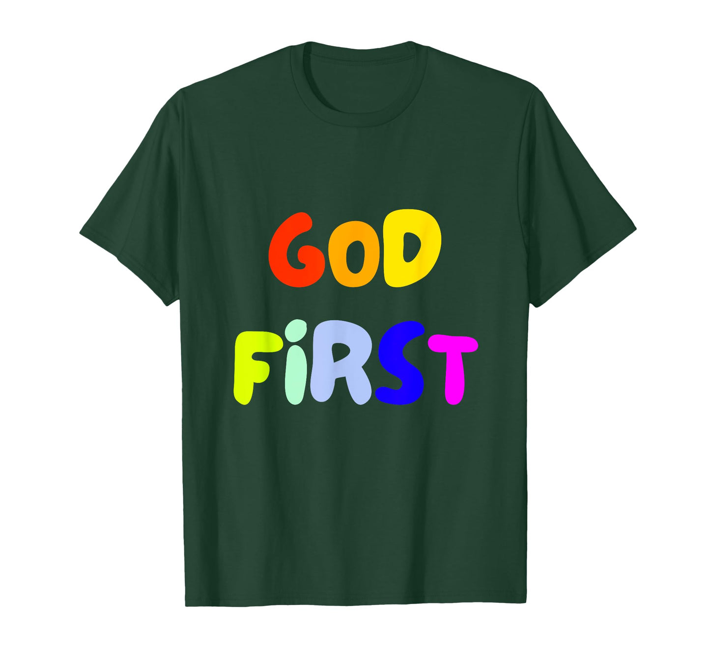 God First Youth Fun Colorful Rainbow Christian Religious T-Shirt