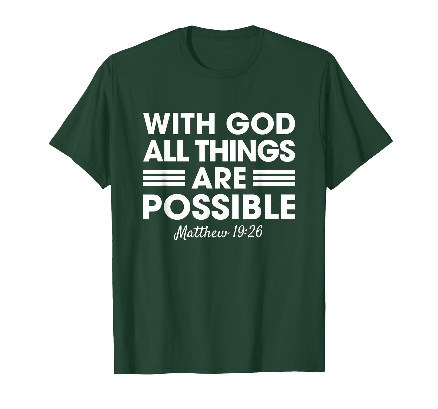 Vintage Retro by 4Do Limited Unisex Christian T-Shirt With God All Things Are Possible Matthew 19:26 Black Short Sleeve Crew Neck Modern T-Shirt Small