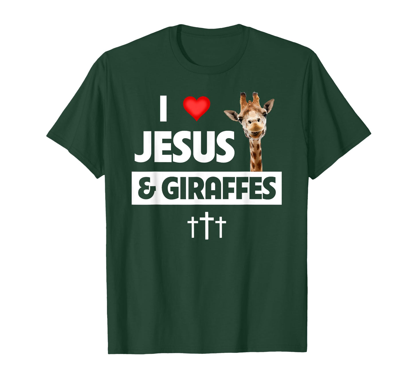 I Love Jesus and Giraffes Christian Cross Safari Animals Zoo T-Shirt