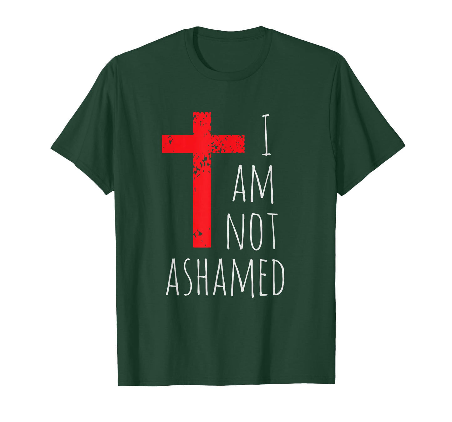I am not ashamed - Big Red Cross - Gospel Christian Faith T-Shirt