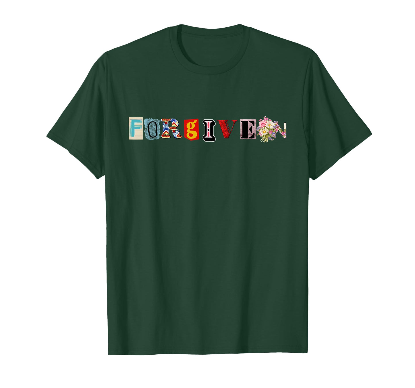 FORGIVEN Collaged Design for all ages Matching Family Faith T-Shirt