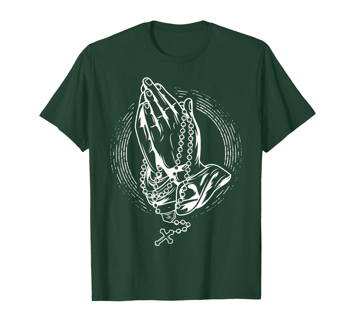 Praying hands with rose and rosary T-Shirt