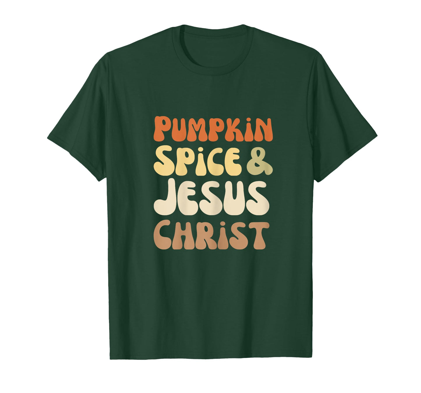 Pumpkin Spice And Jesus Christ Groovy Retro Text T-Shirt