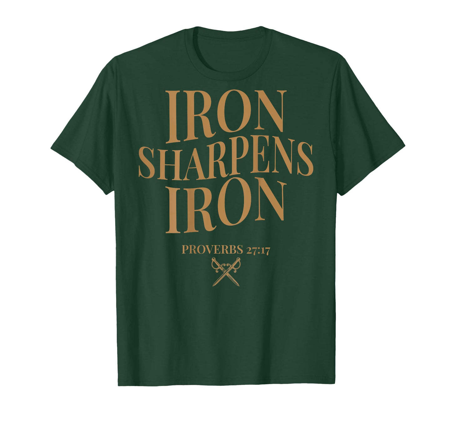 (ON BACK) Iron Sharpens Iron Bible Verses Christian Gym Mens T-Shirt