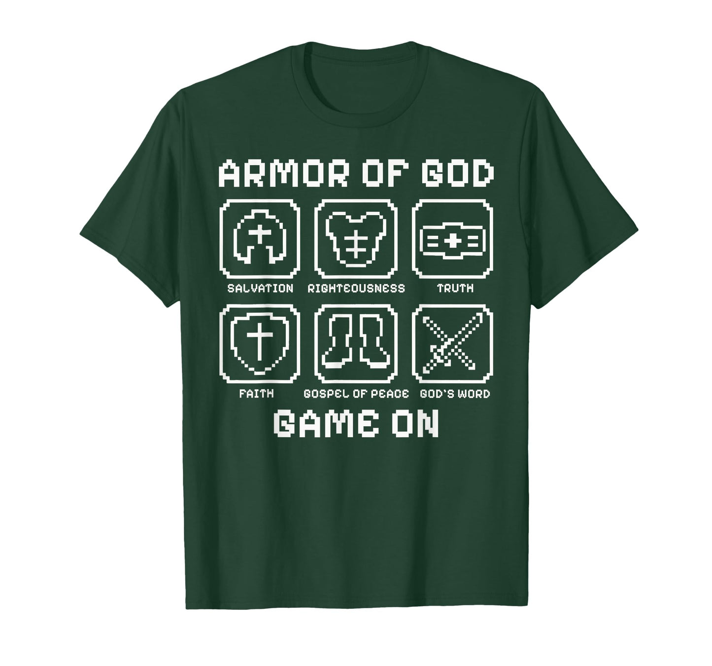 Armor of God Pixel Faith Christian Video Game Gamers Youth T-Shirt
