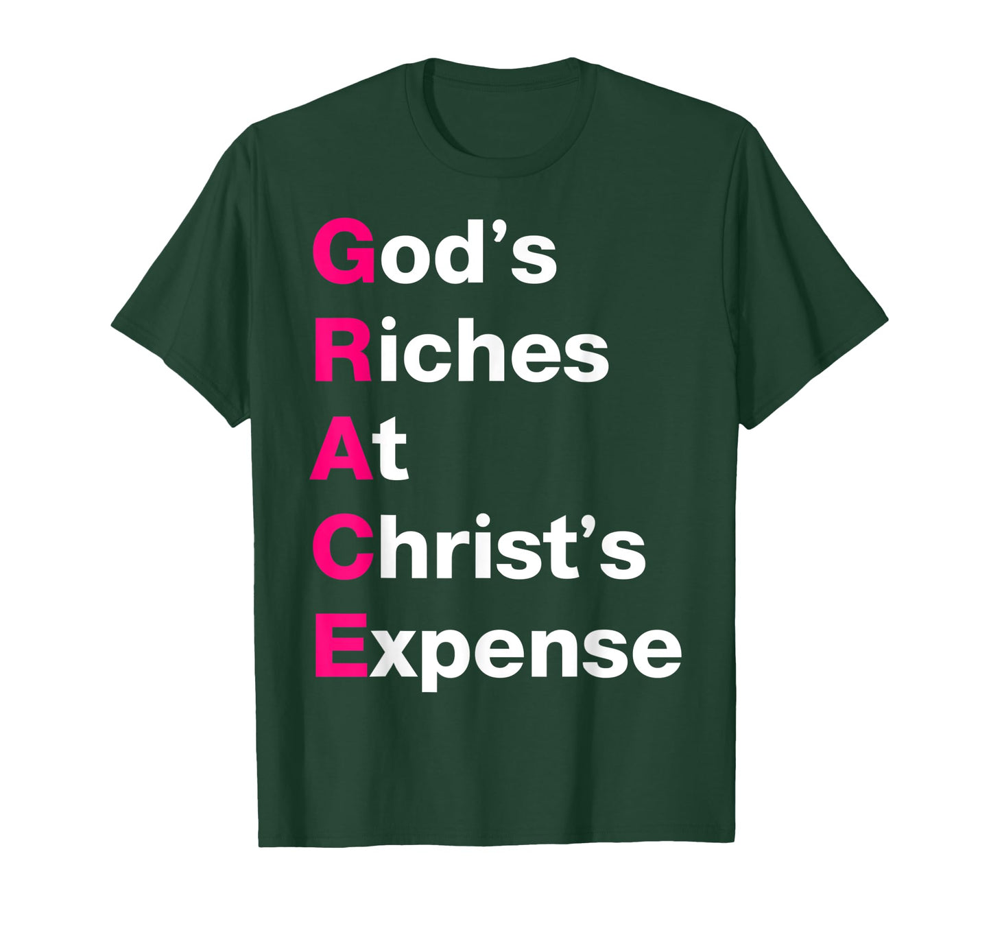 GRACE God’s Riches At Christ’s Expense Pink & White T-Shirt