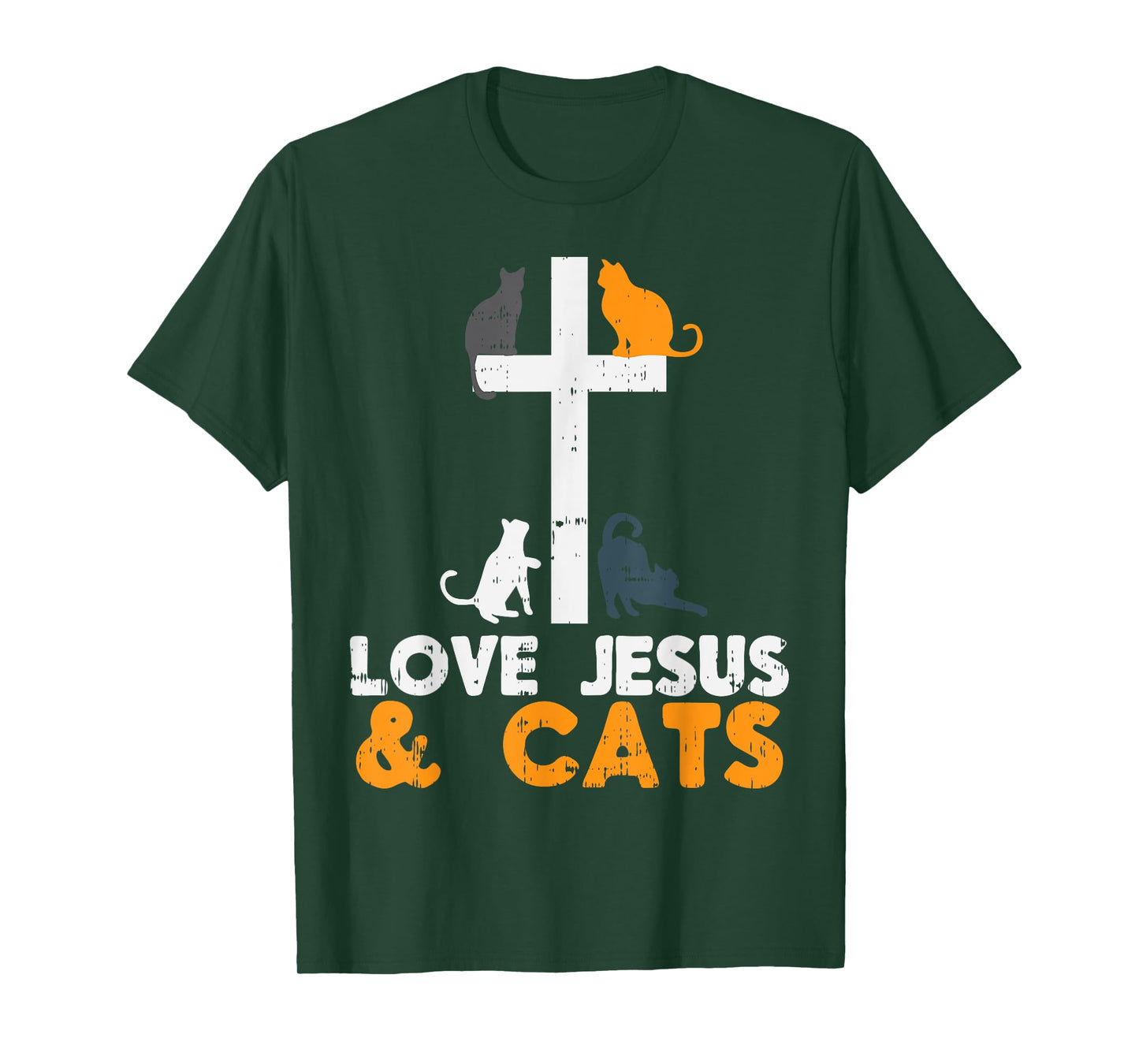 Cross Love Jesus Cats Animal God Christian Pet Lover Gift T-Shirt