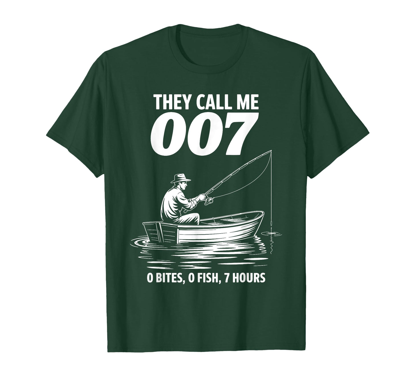 Funny Fishing They Call Me 007 0 Bites 0 Fish 7 Hours Humor T-Shirt