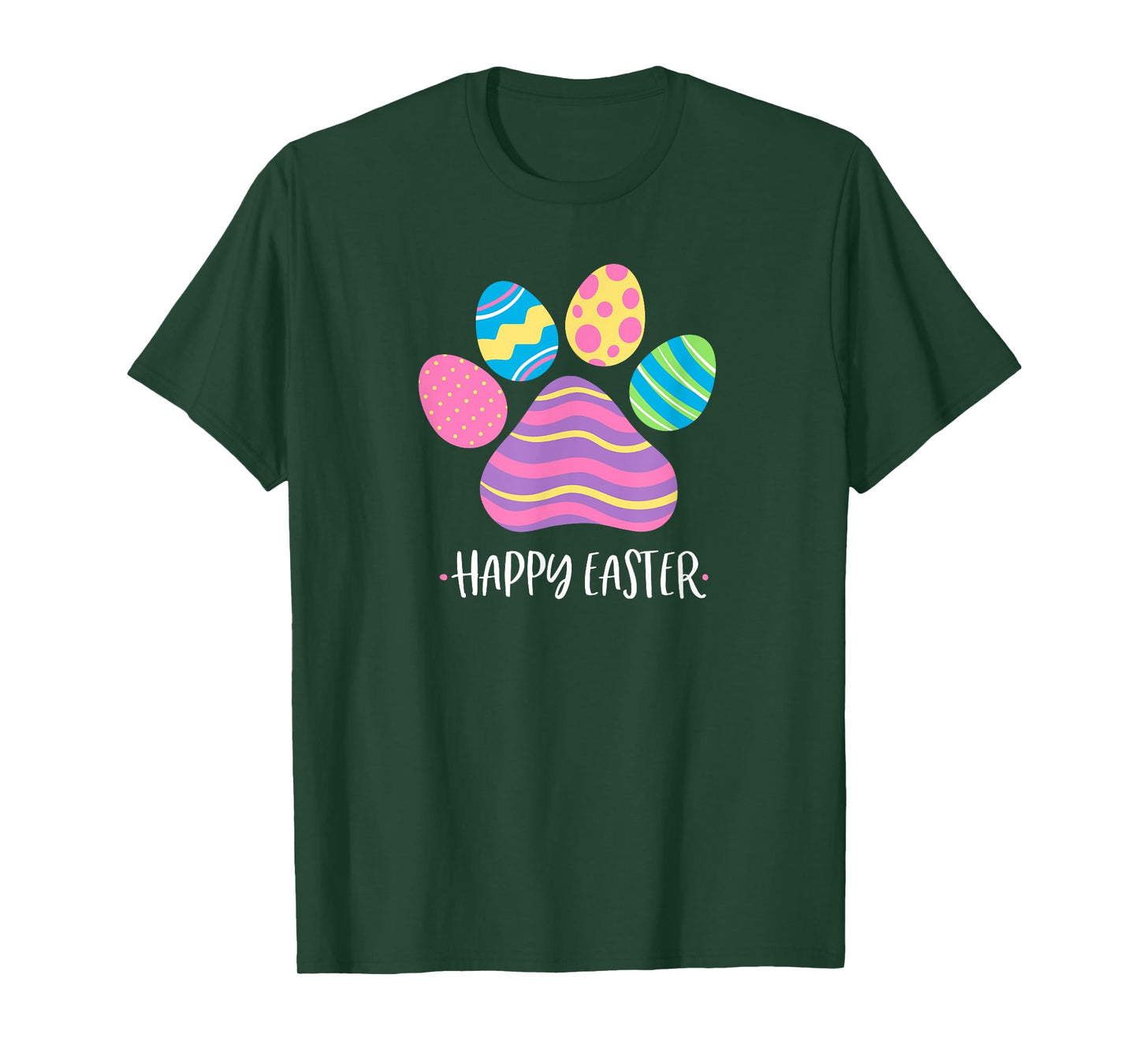 Cute Dog Paw Easter Design with Colorful Eggs for Dog Lover T-Shirt