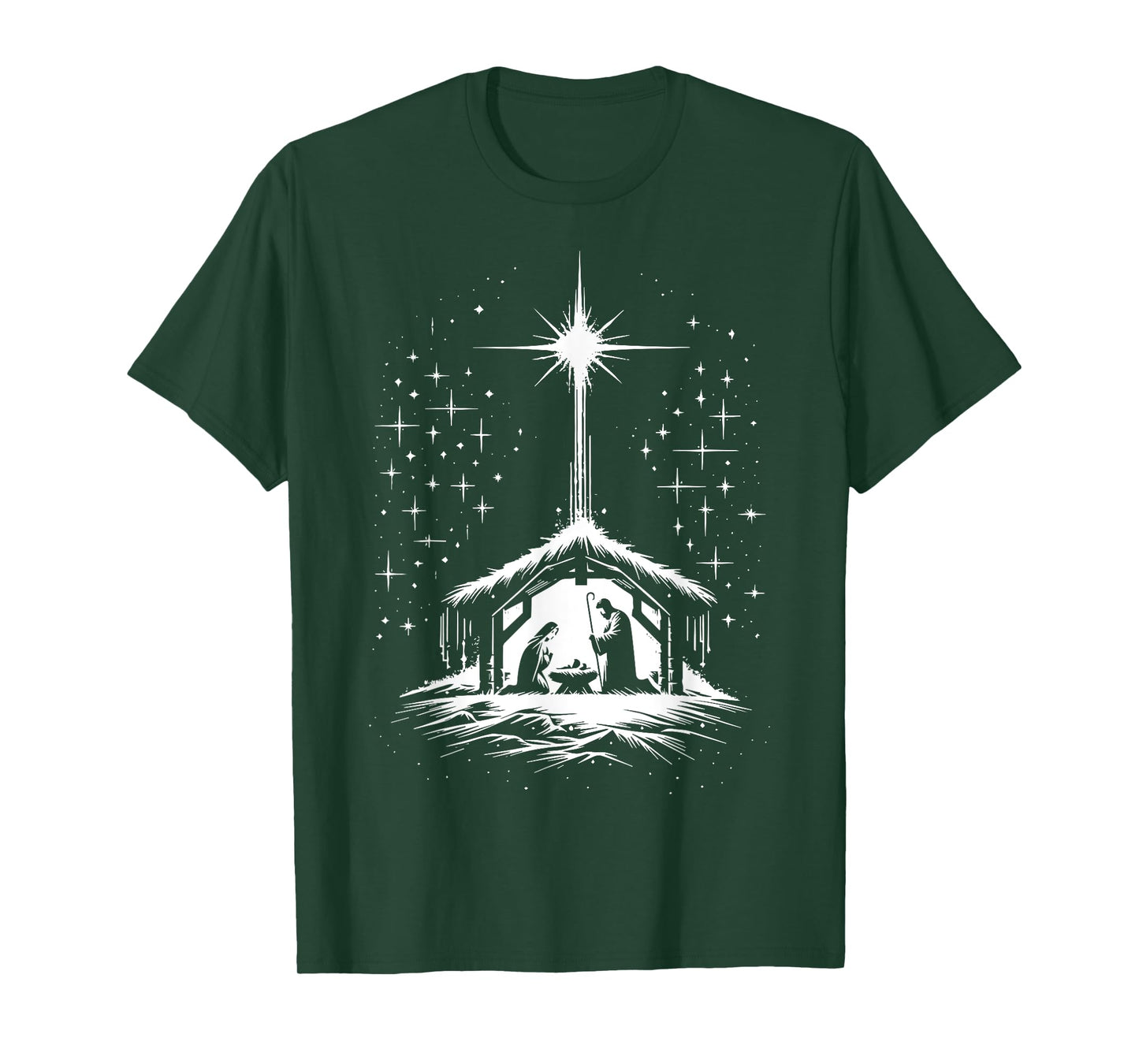 Christmas Nativity Beautiful Scene Star Bethlehem Catholic T-Shirt