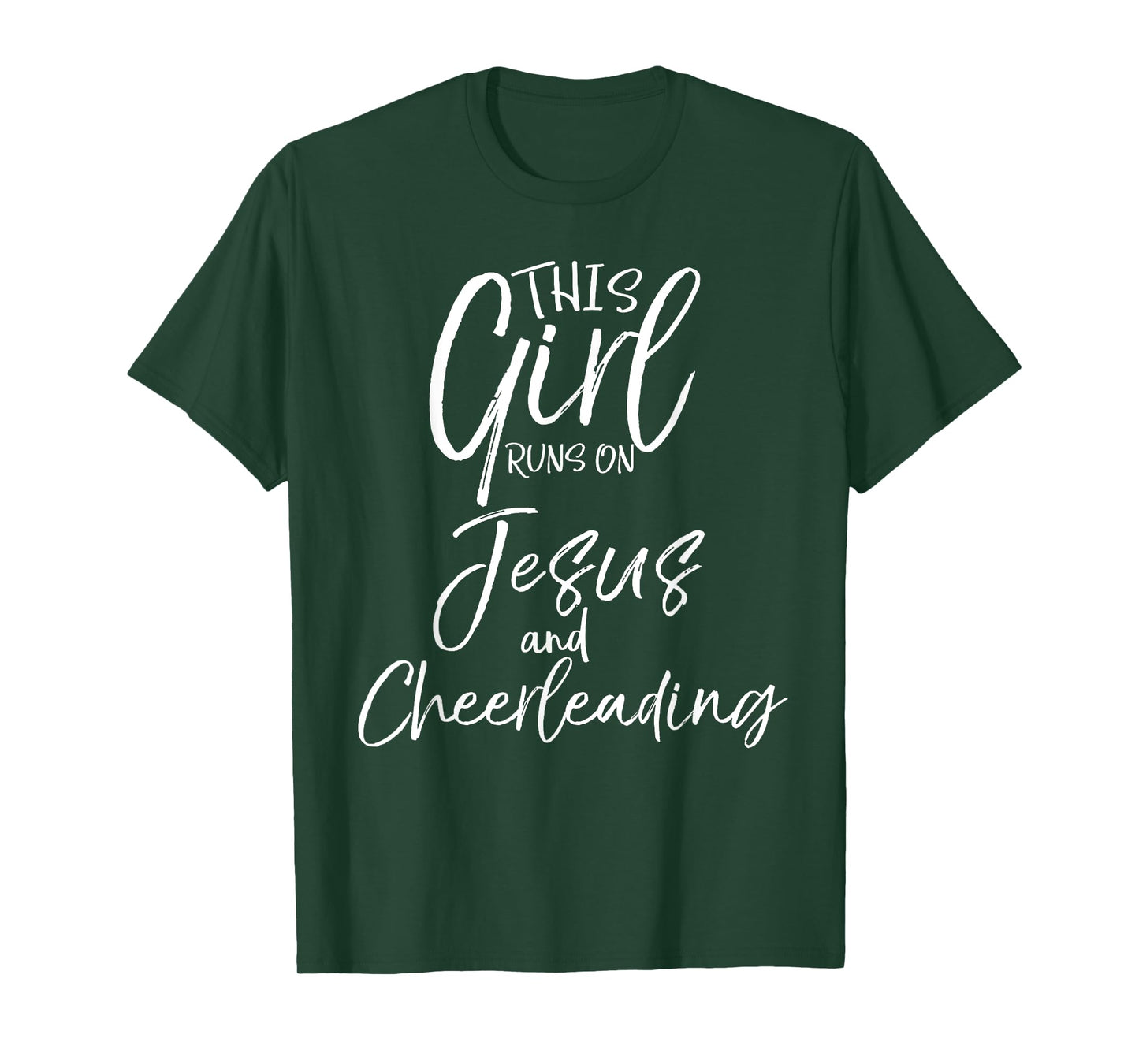 This Girl Runs on Jesus and Cheerleading Shirt Cute Cheer T-Shirt
