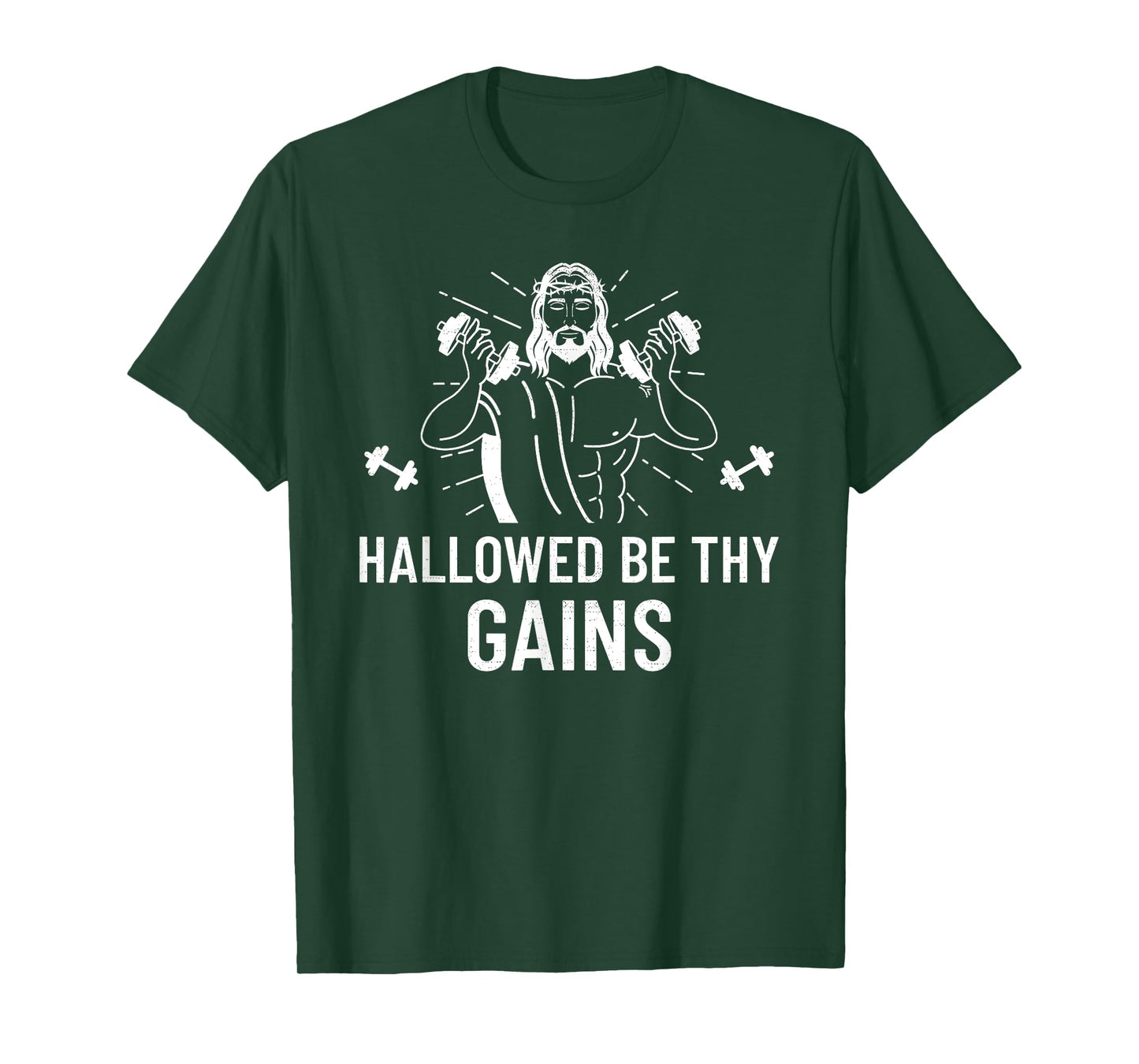 Hallowed Be Thy Gains - Funny Muscle Jesus Weight Shirt