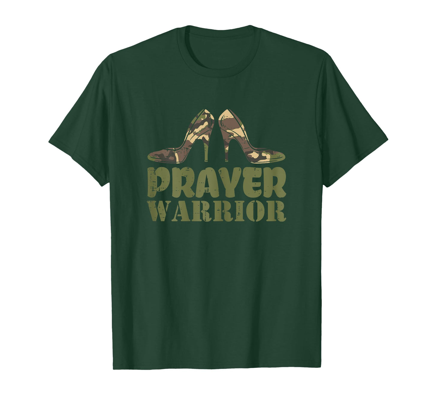 Camo Heels Prayer Warrior Faith God Jesus Christian Women T-Shirt