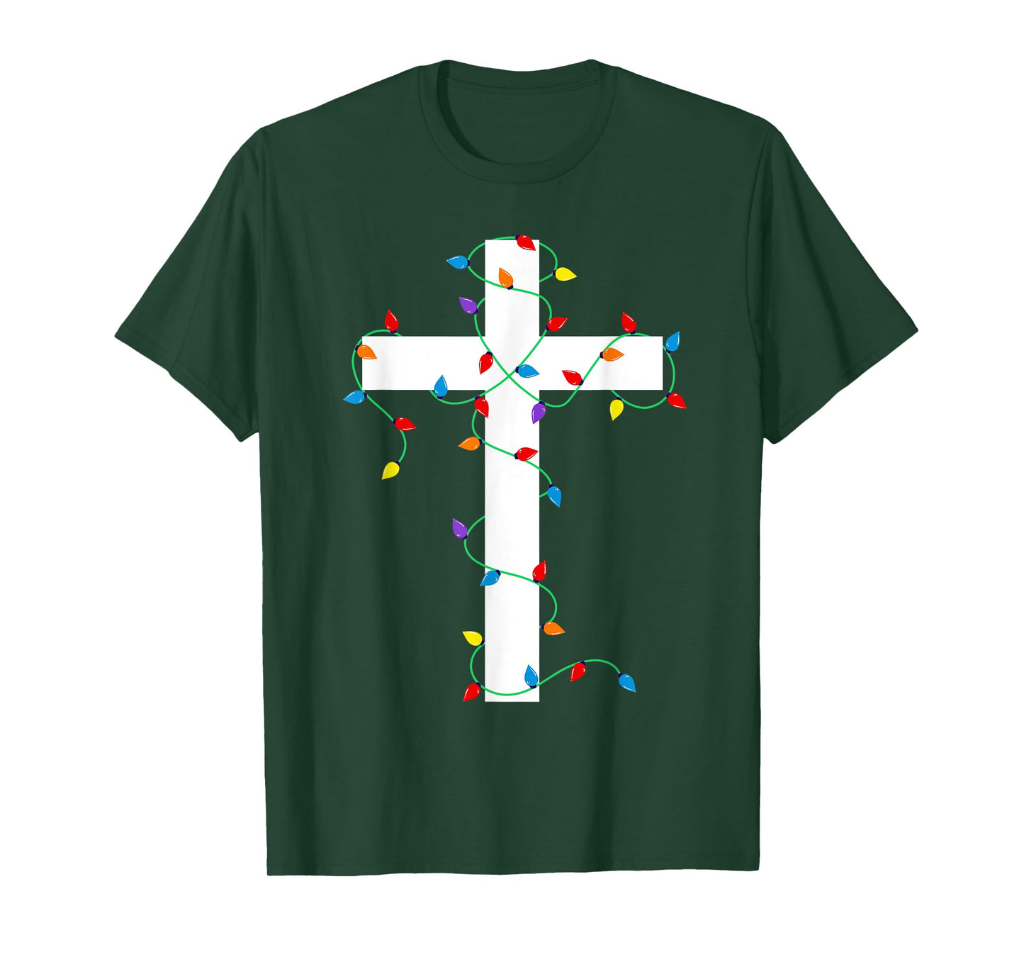 Merry and Bright Christmas Lights Jesus Cross Minimalist T-Shirt