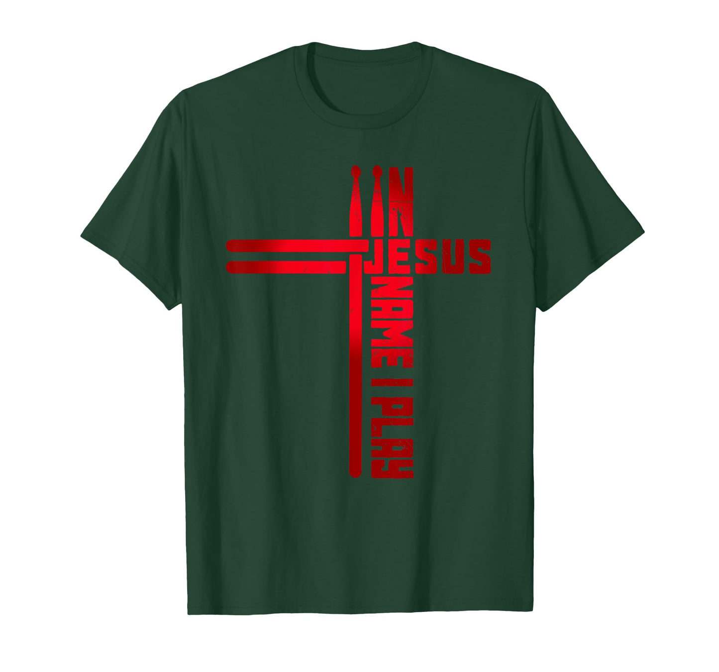 In Jesus Name I Play Drum Drummer Vintage Cross Drumsticks T-Shirt