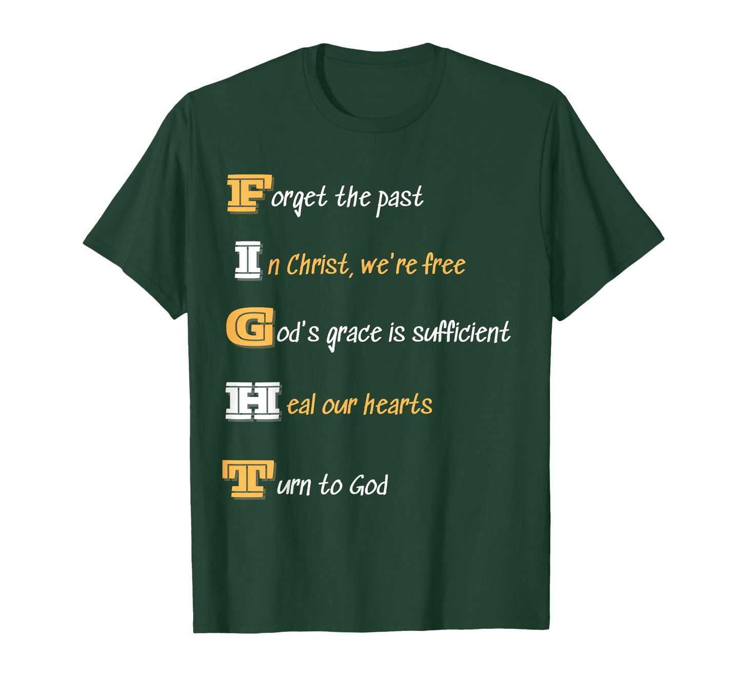 Inspiration Acrostic Fight God's Grace Tee Christian T-Shirt