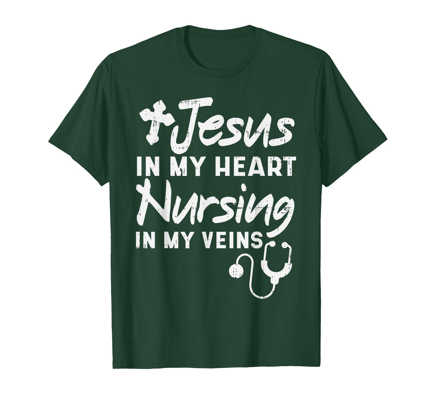 Jesus Heart Nursing Veins Nurse RN God Faith Christian Gift T-Shirt