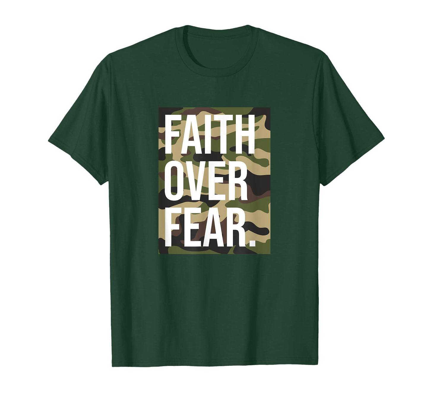 Faith Over Fear Christian Prayer Retro Camouflage Camo T-Shirt