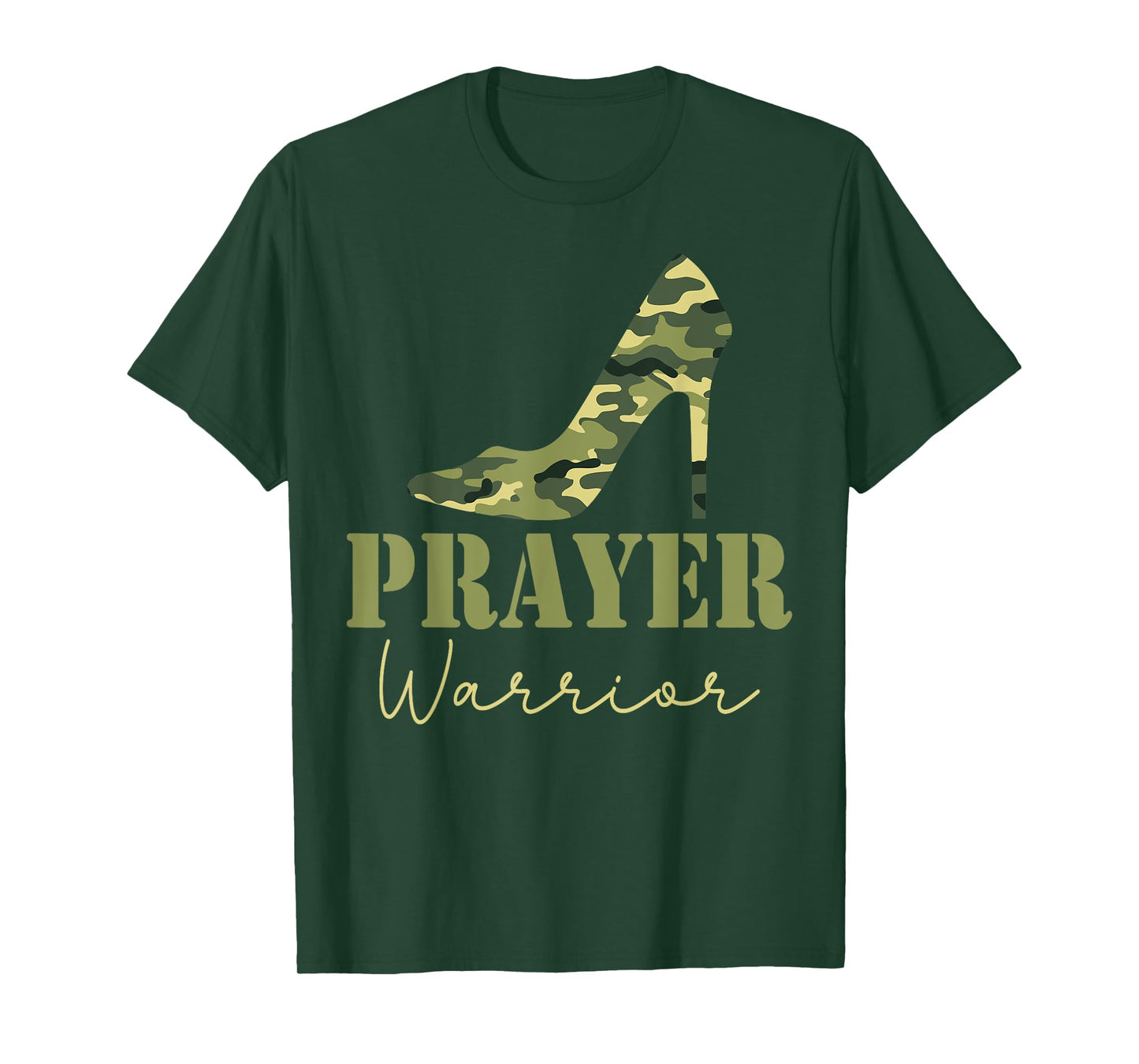 Prayer Warrior Camo Heels Faith God Jesus Christian T-Shirt