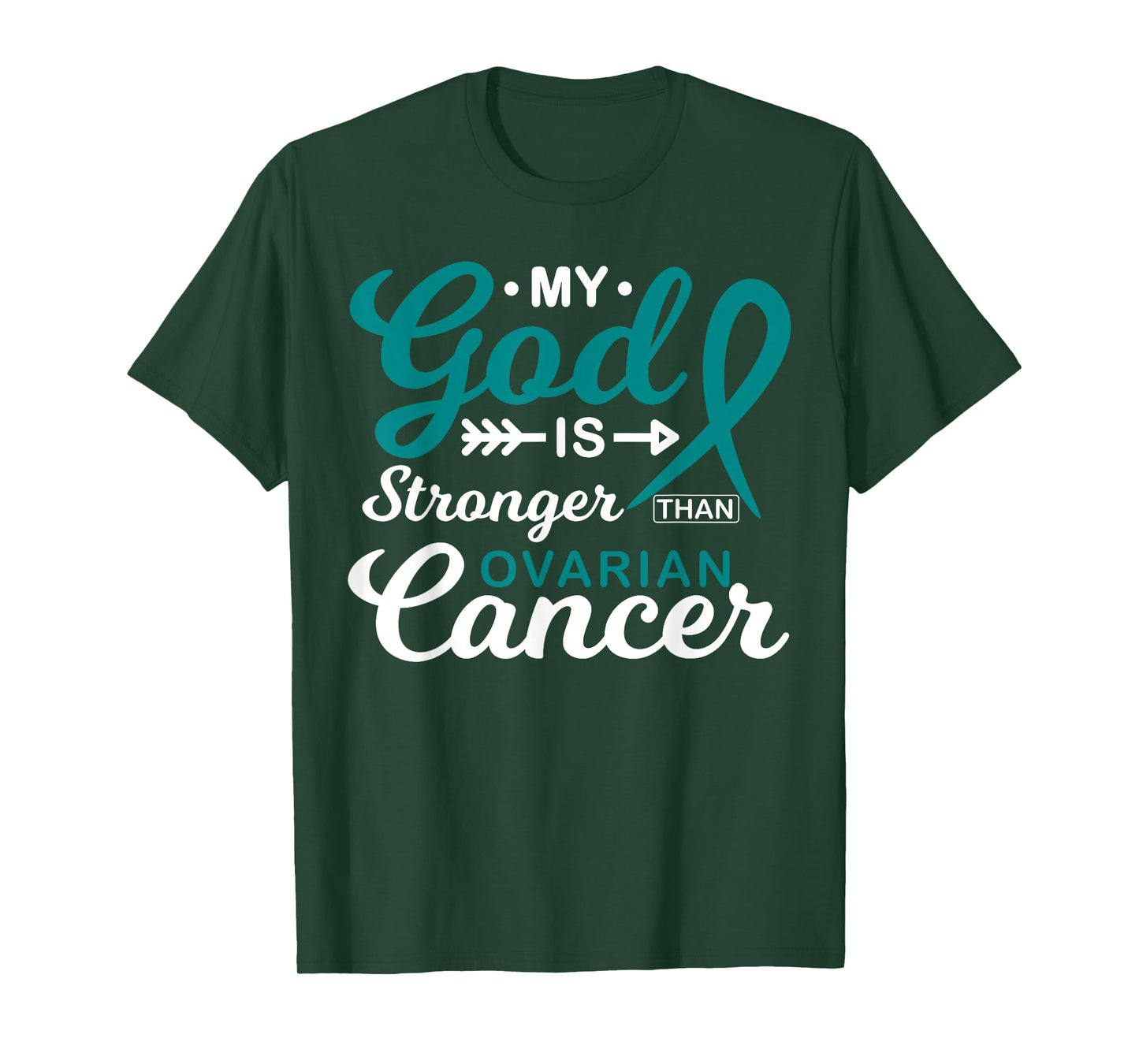 My God is Stronger Than Ovarian Cancer Awareness Warrior T-Shirt