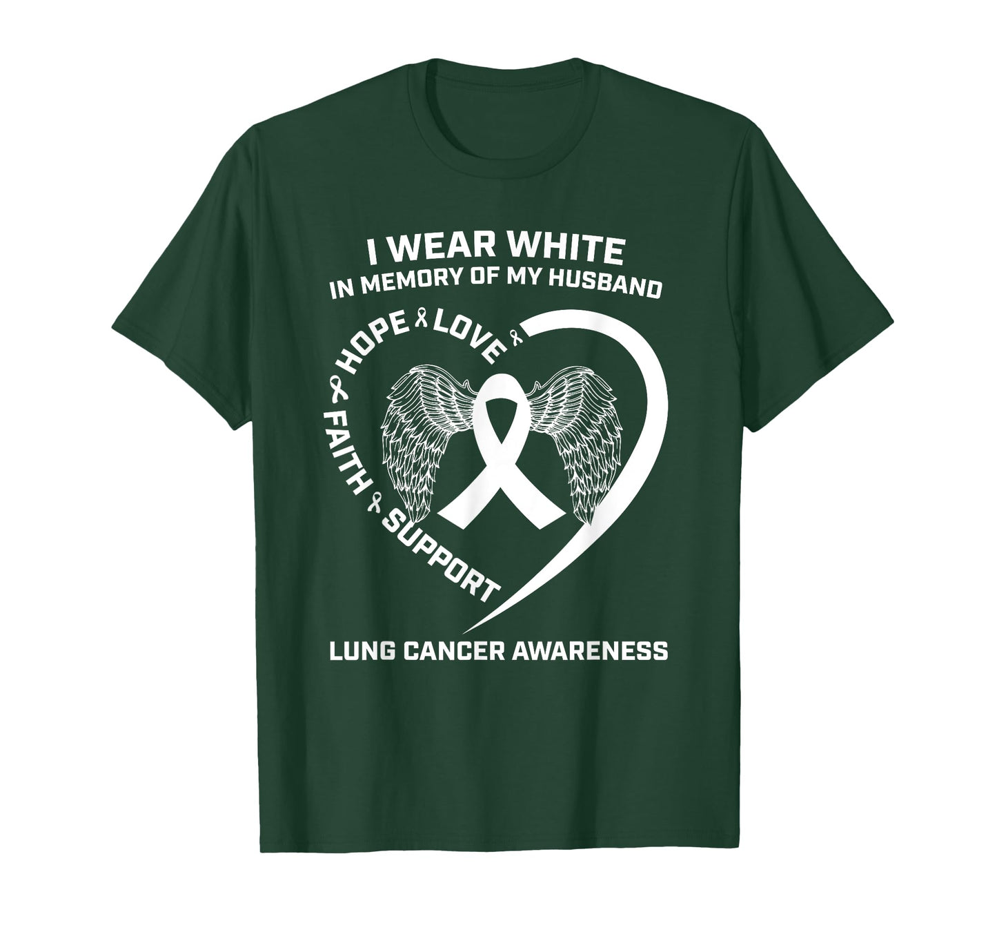 I Wear White In Memory Of My Husband Lung Cancer Awareness T-Shirt
