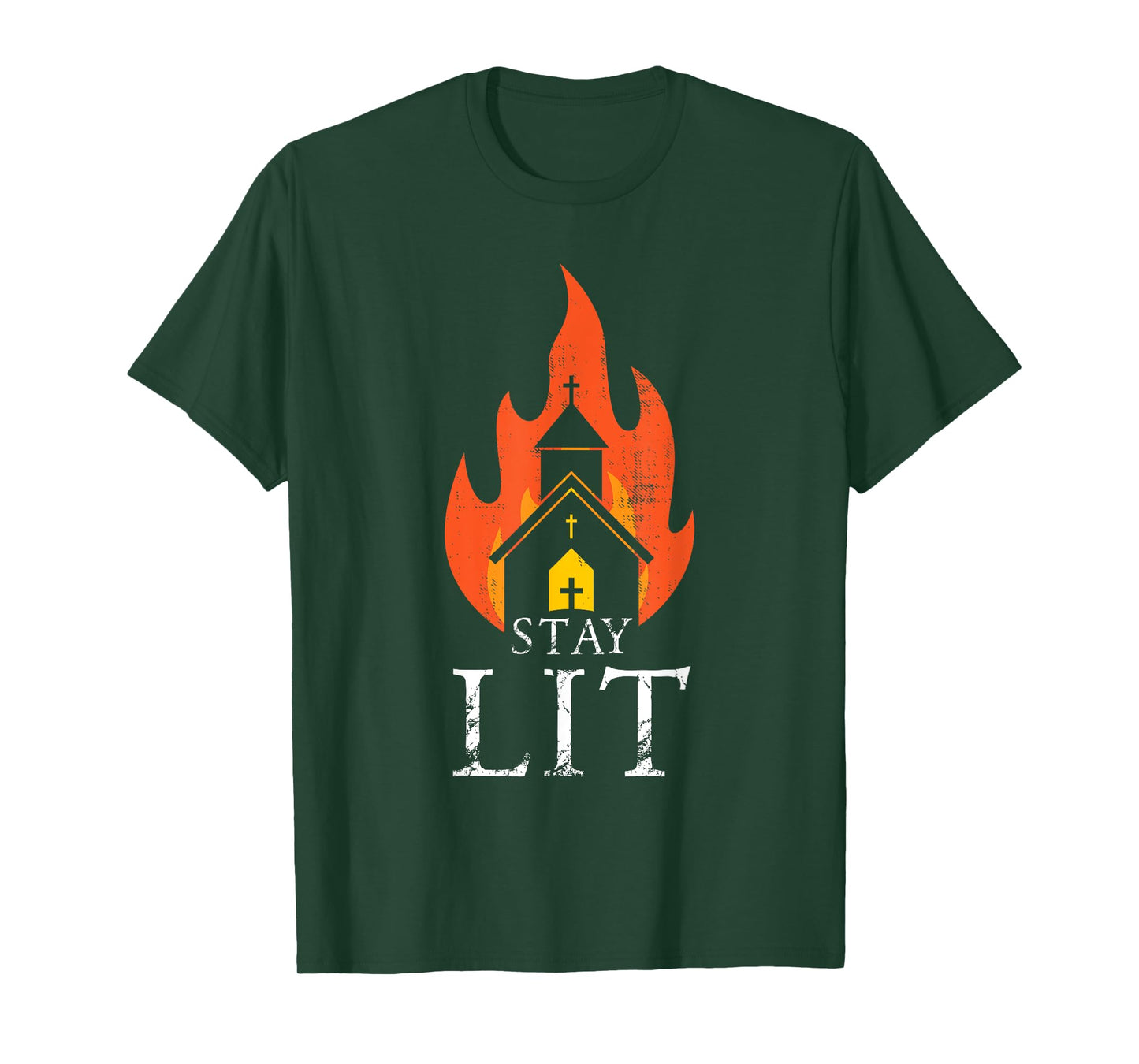 Stay lit Occult Burning Church - Unholy Antichrist Halloween T-Shirt