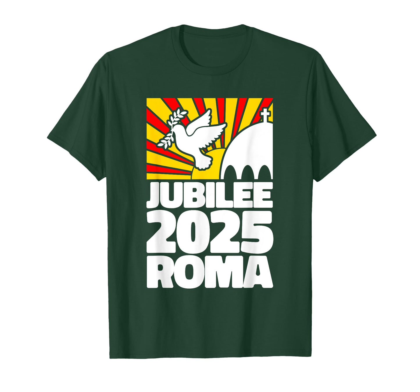 Jubilee 2025 Roma Vatican Peace Dove Red Yellow Sunrise Tee T-Shirt
