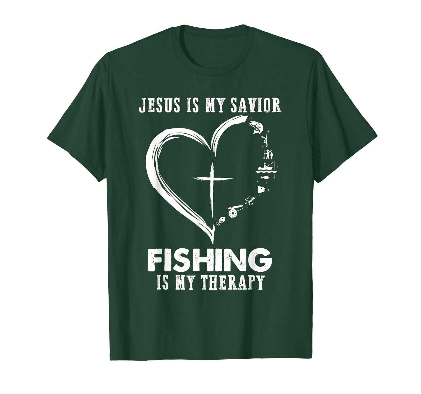 Jesus is my savior fishing is my therapy Funny Fisherman T-Shirt