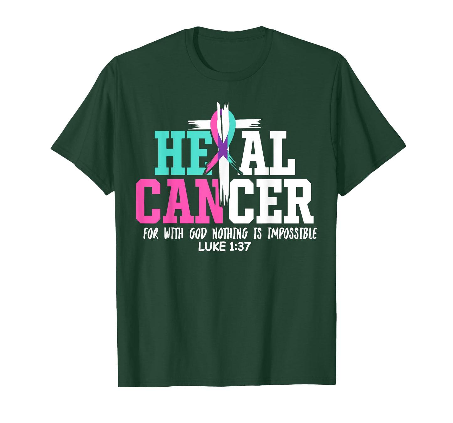 Heal Cancer Believe God Christian Thyroid Cancer Awareness T-Shirt