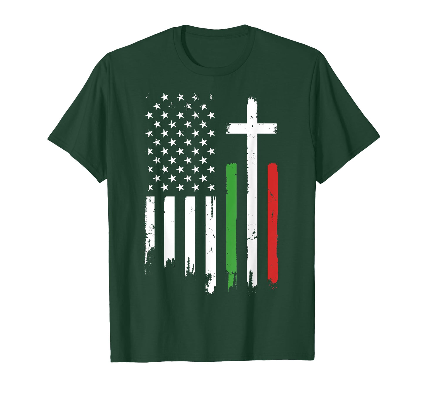 Vintage American Italian Flag Christian Cross Italia Italy T-Shirt